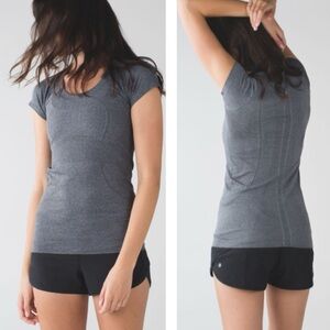 Lululemon Swiftly Tech Short Sleeve Crew Neck Stretch Shirt Top Mesh Top Grey 8
